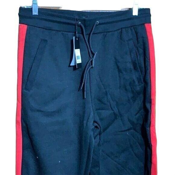 Galaxy by Harvic Mens Joggers Sweatpants Slim Fit Casual Athletic Black Red XL - Picture 2 of 10